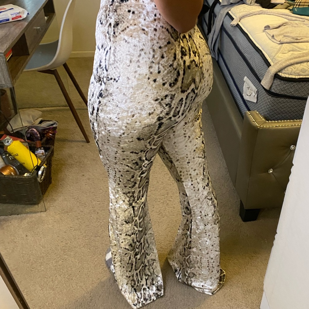 Snakeskin flare pant